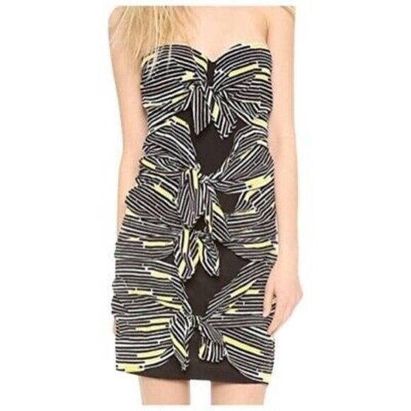 VERONICA BEARD Yellow Black Strapless Dress Size 4 NEW without tags - Picture 3 of 6